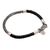 Sterling silver and leather braided charm bracelet, 'Fish Symmetry' - Hand Made Sterling Silver and Leather Braided Charm Bracelet (image 2b) thumbail