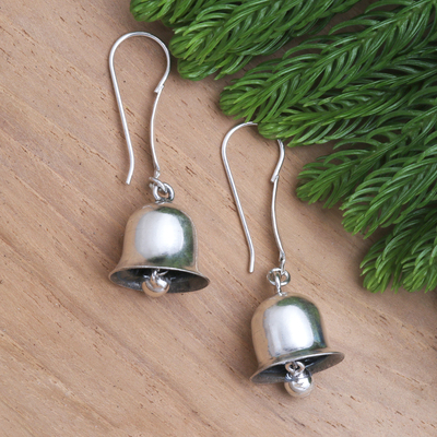 Sterling silver dangle earrings, 'Jingle Bells' - Balinese Sterling Silver Jingle Bell Earrings