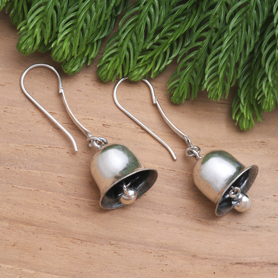 Sterling silver dangle earrings, 'Jingle Bells' - Balinese Sterling Silver Jingle Bell Earrings