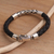 Men's sterling silver and leather braided bracelet, 'Silver Middle' - Men's Sterling Silver and Woven Leather Braided Bracelet