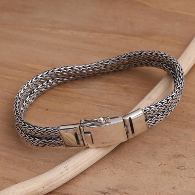 Herren-Kettenarmband aus Sterlingsilber - Handgefertigtes Kettenarmband aus Sterlingsilber für Herren