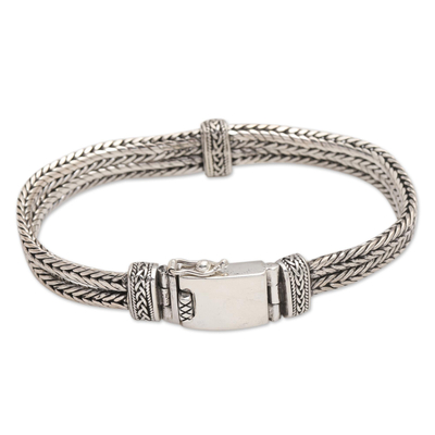 Men's sterling silver chain bracelet, 'Brother's Bond' - Men's Handcrafted Sterling Silver Chain Bracelet