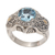 Men's gold accented blue topaz ring, 'Maharaja' - Five Carat Men's Gold Accented Sterling Silver Ring (image 2f) thumbail