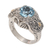 Men's gold accented blue topaz ring, 'Maharaja' - Five Carat Men's Gold Accented Sterling Silver Ring (image 2g) thumbail