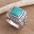 Men's gold accented sterling silver ring, 'Kuta Blue' - Men's Sterling Silver and Gold Accent Ring (image 2b) thumbail