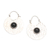 Onyx hoop earrings, 'Round Shadow' - Hammered Sterling Silver Hoop Earrings with Black Onyx Stone thumbail