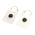 Onyx hoop earrings, 'Rectangular Shadow' - Rectangular Hammered Silver and Onyx Hoop Earrings (image 2d) thumbail