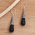 Sterling silver and lava stone dangle earrings, 'Traditional Shadow' - Sterling Silver Dangle Earrings with Black Lava Stone (image 2b) thumbail