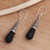 Sterling silver and lava stone dangle earrings, 'Traditional Shadow' - Sterling Silver Dangle Earrings with Black Lava Stone (image 2c) thumbail
