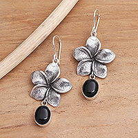 Onyx dangle earrings, 'Jepun Shadow'
