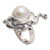 Cultured pearl cocktail ring, 'Free-Spirited Frog' - Cultured Pearl and Sterling Silver Frog Ring (image 2d) thumbail