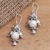 Aretes colgantes de perlas cultivadas - Aretes colgantes de búho en plata de ley con perlas cultivadas