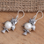 Cultured pearl dangle earrings, 'Wise Owls' - Sterling Silver Cultured Pearl Owl Dangle Earrings (image 2b) thumbail