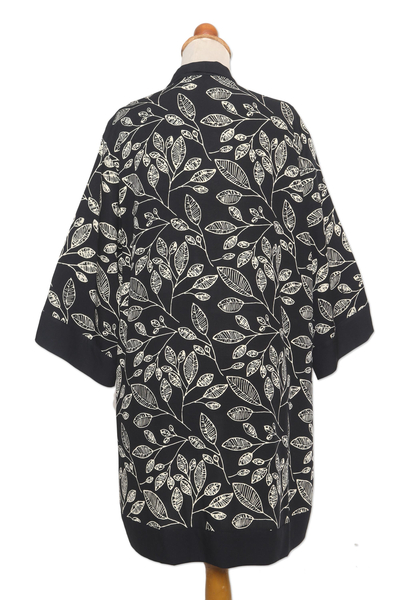 Batik rayon kimono jacket, 'Plant a Tree' - Hand Made Batik Rayon Kimono Jacket