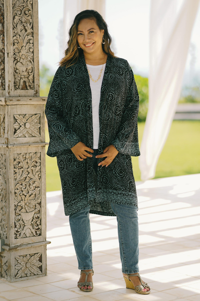 Rayon batik robe, Azure Elegance