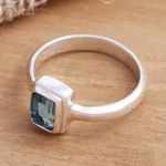 Blue topaz cocktail ring, 'Blue Tablet' - Faceted Rectangle Blue Topaz Sterling Silver Ring