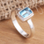 Blue topaz cocktail ring, 'Blue Tablet' - Faceted Rectangle Blue Topaz Sterling Silver Ring (image 2c) thumbail