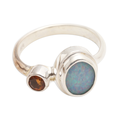 Opal and Citrine Sterling Silver Cocktail Ring