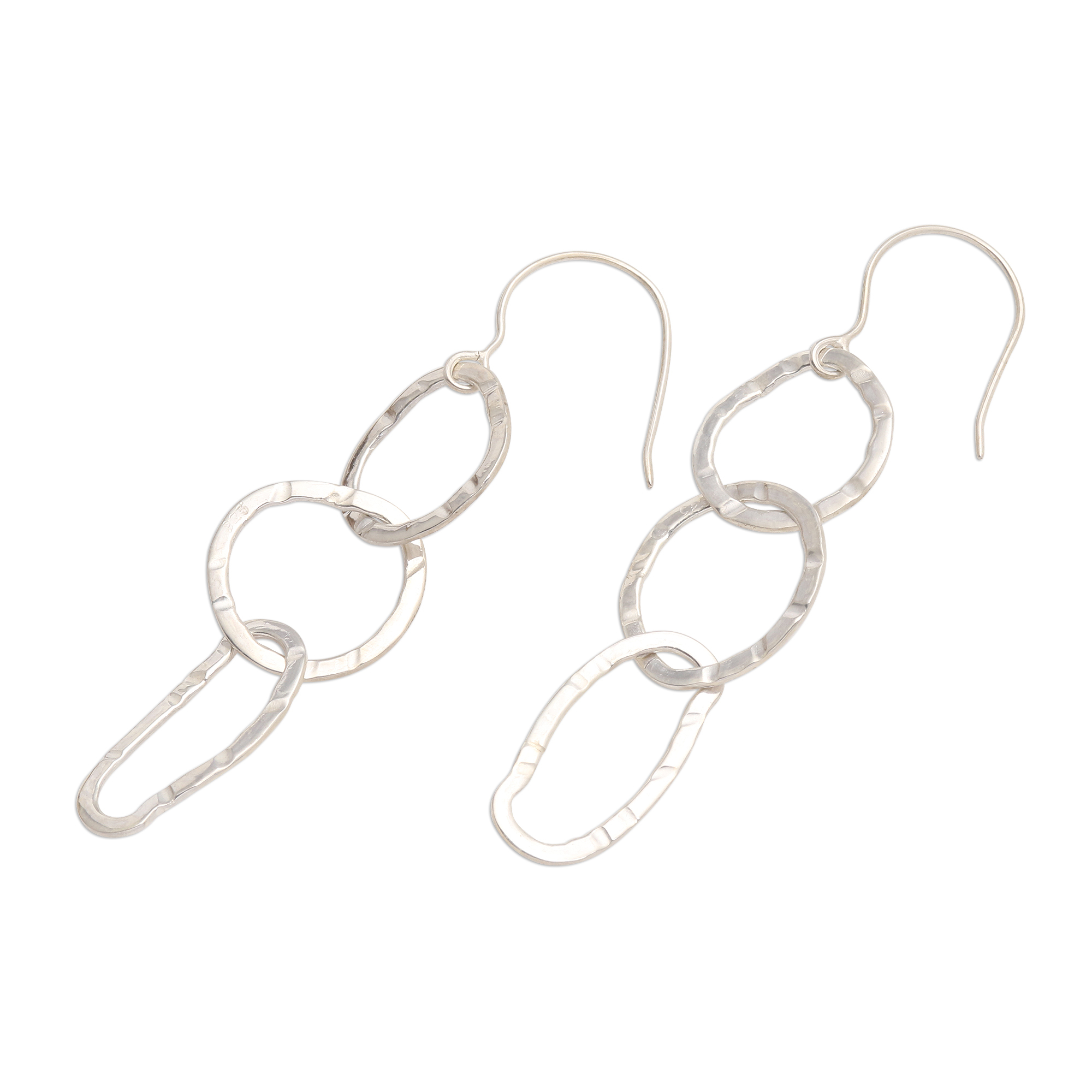 Handmade Triple Loop Sterling Silver Dangle Earrings - Irregular Beauty ...