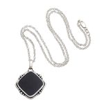Onyx pendant necklace, 'On Guard' - Black Onyx Sterling Silver Pendant Necklace