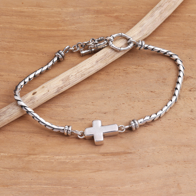 Sterling silver pendant bracelet, Faith Above All