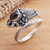 Garnet wrap ring, 'Ready to Strike' - Wrap Snake Ring with Garnet Cabochon Sterling Silver (image 2) thumbail