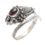 Garnet wrap ring, 'Ready to Strike' - Wrap Snake Ring with Garnet Cabochon Sterling Silver