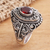 Garnet cocktail ring, 'Proud Tradition' - Sterling Silver and Faceted Garnet Cocktail Ring (image 2) thumbail