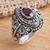 Garnet cocktail ring, 'Proud Tradition' - Sterling Silver and Faceted Garnet Cocktail Ring (image 2b) thumbail