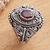 Garnet cocktail ring, 'Proud Tradition' - Sterling Silver and Faceted Garnet Cocktail Ring (image 2c) thumbail