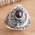 Garnet locket ring, 'The Secret in Red' - Garnet cabochon Locket Sterling Silver Cocktail Ring (image 2b) thumbail