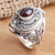 Garnet locket ring, 'The Secret in Red' - Garnet cabochon Locket Sterling Silver Cocktail Ring (image 2c) thumbail