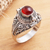 Carnelian locket ring, 'Secret Sunset' - Sterling Silver Locket Ring with Carnelian Cabochon (image 2) thumbail