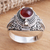 Carnelian locket ring, 'Secret Sunset' - Sterling Silver Locket Ring with Carnelian Cabochon (image 2b) thumbail