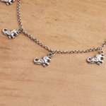 Sterling silver charm anklet, 'Charming Elephants' - Sterling Silver Elephant Charm Ankle Bracelet