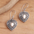Gold-accented sterling silver dangle earrings, 'Sukawati's Love' - Oxidized Sterling Silver Earrings with Gold Plated Detail (image 2) thumbail