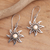 Gold-accented sterling silver dangle earrings, 'Celuk Sun' - Sunburst Sterling Silver Earrings with Gold Plated Accent