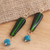 Gold plated glass beaded dangle earrings, 'Java Forest' - Green and Blue Glass Beaded Dangle Earrings