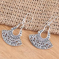 Sterling silver dangle earrings, 'Tendrils of Spring' - Balinese Sterling Silver Dangle Earrings