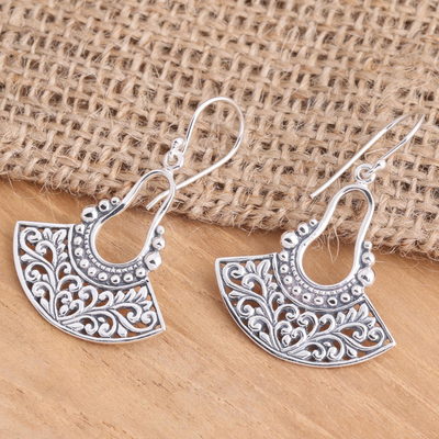Sterling silver dangle earrings, Tendrils of Spring