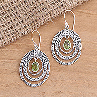 Featured review for Peridot dangle earrings, Inner Circles in Green