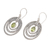 Peridot dangle earrings, 'Inner Circles in Green' - Concentric Circle Peridot Earrings Balinese Motif