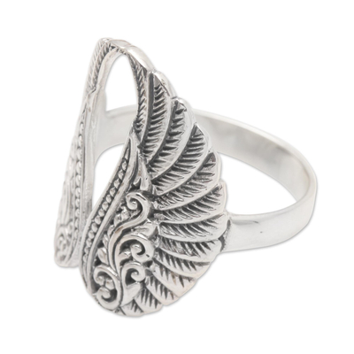 Sterling silver cocktail ring, 'Fanciful Flight' - Sterling Silver Pair of Wings Cocktail Ring