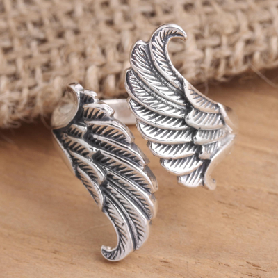 Sterling silver wrap ring, 'Reversed Wings' - Sterling Silver Wrap Ring Reverse Wings