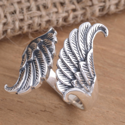 Sterling silver wrap ring, 'Reversed Wings' - Sterling Silver Wrap Ring Reverse Wings