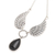 Onyx pendant necklace, 'Fanciful Flight' - Black Onyx and Sterling Silver Wings Pendant Necklace (image 2c) thumbail