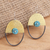 Brass and sterling silver drop earrings, 'Golden Oval' - Brass Oval Drop Earrings with Sterling Silver Hooks