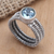 Blue topaz single stone ring, 'Wrapped Up in Blue' - Wire Wrapped Sterling Silver Blue Topaz Ring (image 2b) thumbail