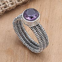 Amethyst single stone ring, Wrapped Up in Violet