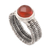 Carnelian single stone ring, 'Wrapped Up in Fire' - Wire Wrapped Sterling Silver Carnelian Ring